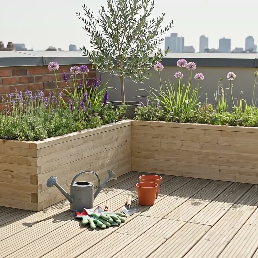 XXXL Moestuinbak Hoek - L-vormig / 375 x 375 x 82,5 x 75 cm