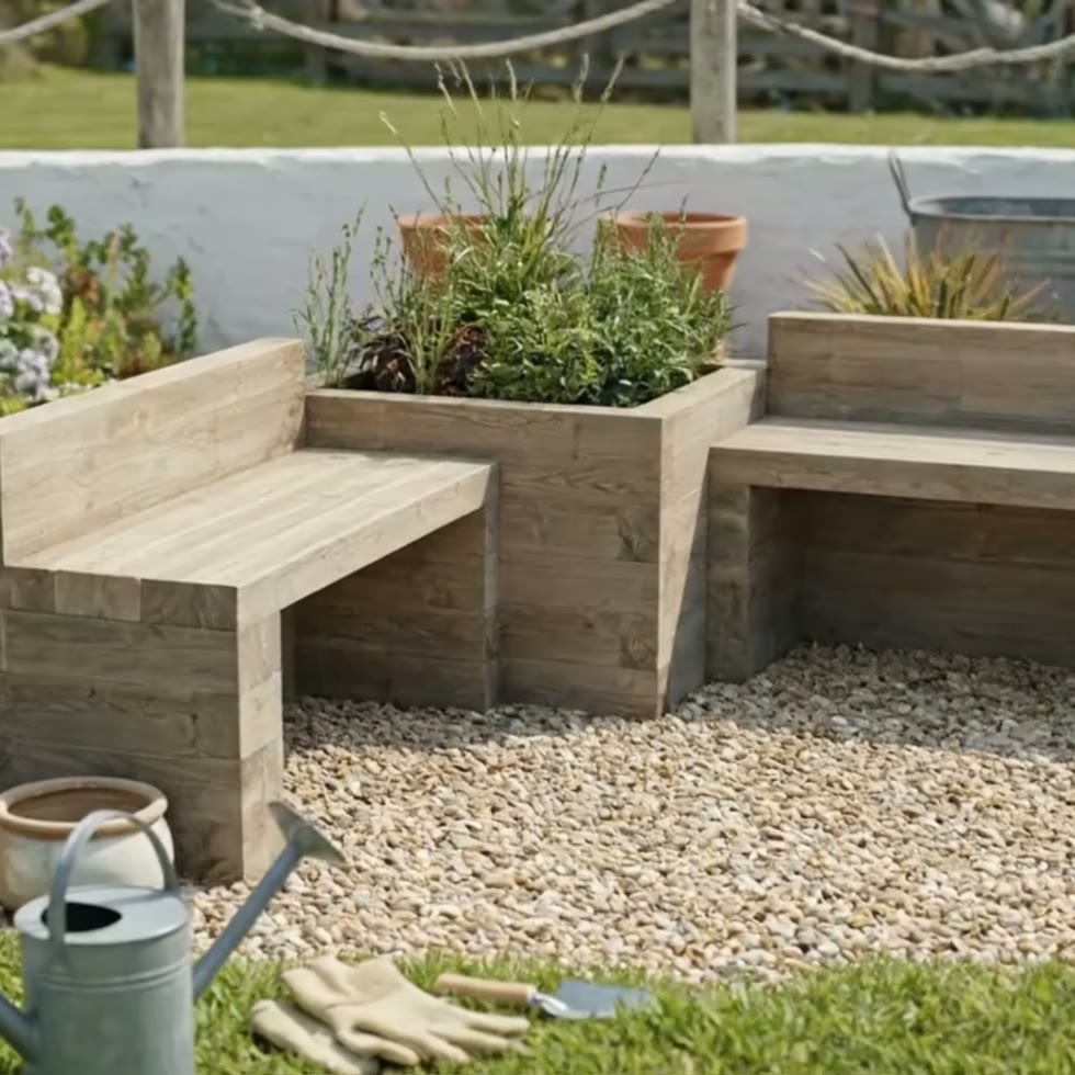 Tuinbank - Zithoek met Moestuinbak / 187,5 x 187,5 x 65 cm