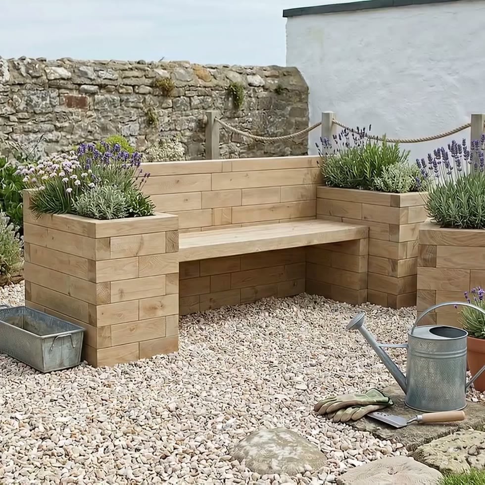 Tuinbank met dubbele Moestuinbak / 240 x 75 x 85 cm