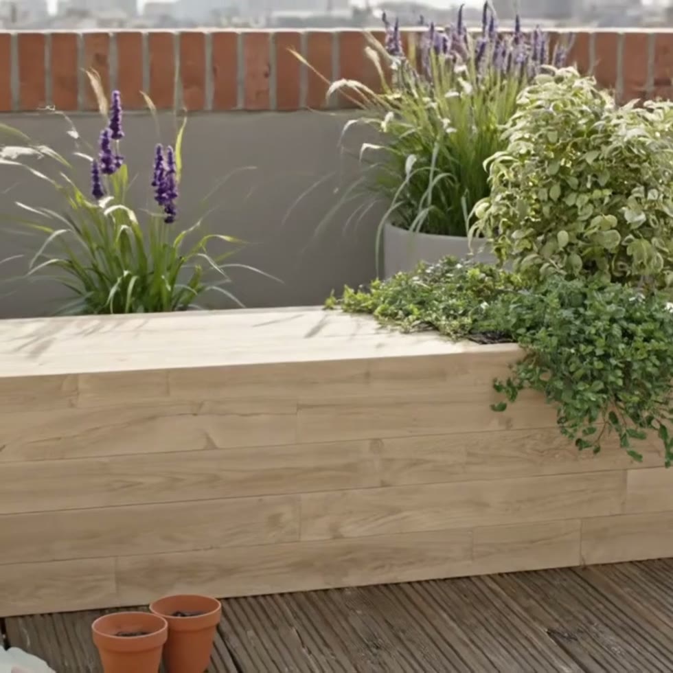 Houten plantenbak - Moderne tuinbank / 187,5 x 75 x 45 cm
