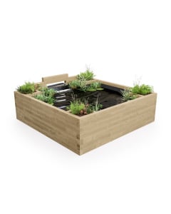 Grote verhoogde vijver met waterval /  2.25 x 2.25 x 0.65m