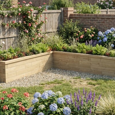 Lange Moestuinbak L-vormig / 3,0 x 2,625 x 0,45 x 0,45 m