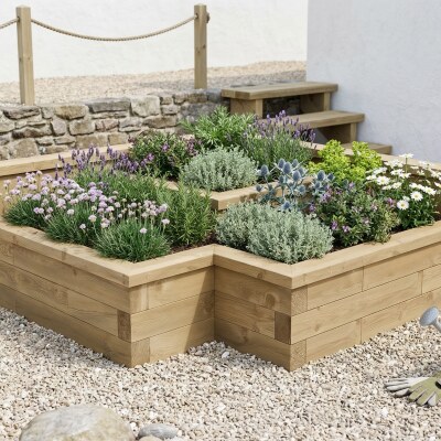 Moestuinbak - Hoekig met meerdere niveaus / 1,5 x 1,5 x 0,55 m