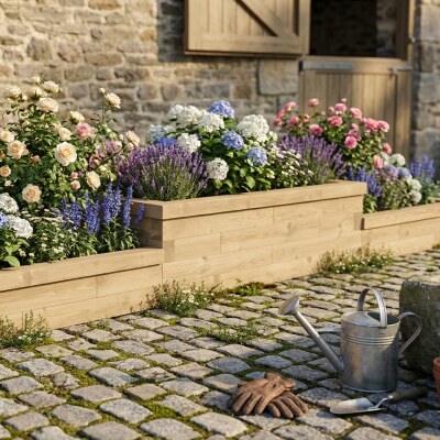 Extra lange Moestuinbak - Multi-niveau  / 375 x 75 x 45 cm