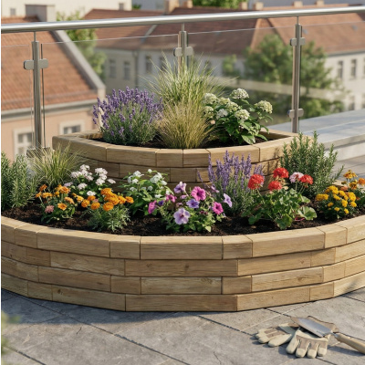 XL Moestuinbak Hoek - Multi-niveau / 225 x 225 x 45 cm