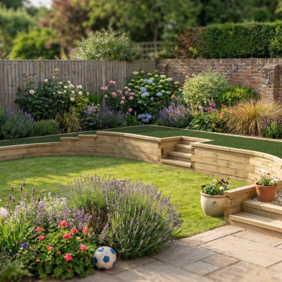 Keermuur - Gebogen met Trap / 9.5m x 2.96 x 0.6m