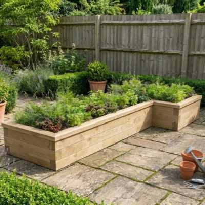 L-Shaped Raised Garden Bed / 2.625 x 1.125 x 0.75 x 0.35m
