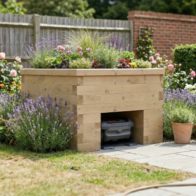 Robotmaaierhuis met plantenbak / 1,2 x 1,125 x 0,85 m