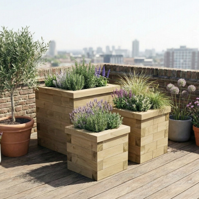 Cubic Wood Planter Trio / 0.75 x 0.75 x 0.75m