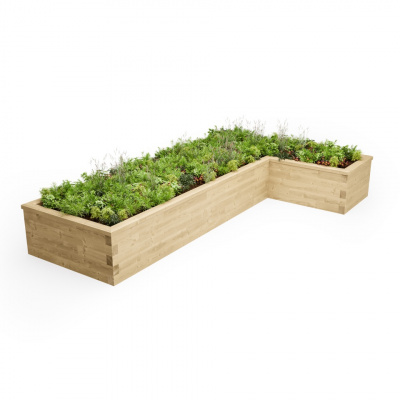 L-Shaped Raised Bed / 3.75 x 2.25 x 1.2 x 0.825 x 0.55m