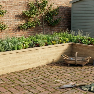 L-Shaped Raised Bed / 3.75 x 2.25 x 1.2 x 0.825 x 0.55m