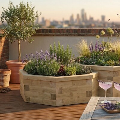 Dubbele Achthoekige Moestuinbak / 254,8 x 152,4 x 55 cm