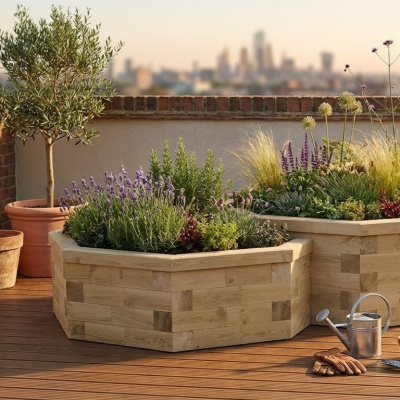 Dubbele Achthoekige Moestuinbak / 254,8 x 152,4 x 55 cm