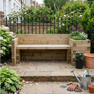 Tuinbank met Moestuinbak / 202,5 x 75 x 75 cm