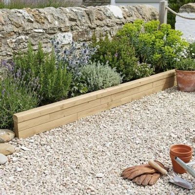 Wooden Garden Border Edging / 3.0 x 0.25m