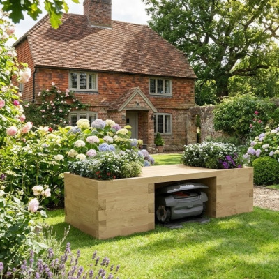 Robotmaaiergarage met plantenbank / 2,025 x 0,9 x 0,55 m