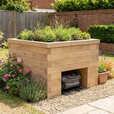 Robotmaaierhuis met plantenbak / 1,2 x 1,125 x 0,85 m