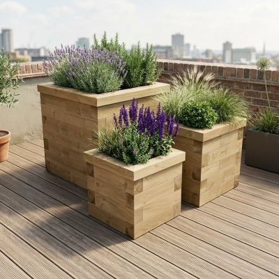 Cubic Wood Planter Trio / 0.75 x 0.75 x 0.75m