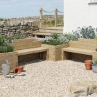 Kindertuinbank - Zithoek met moestuinbakken / 300 x 300 x 65 cm