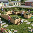 Kindertuinbank met Moestuinbakken - U-vorm / 3,0 x 3,0 x 0,65 m