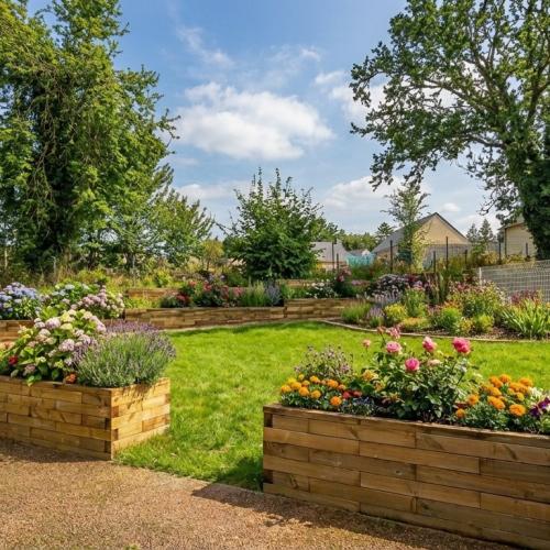 Stéphane's tuintransformatie met keerwand en verhoogde bakken